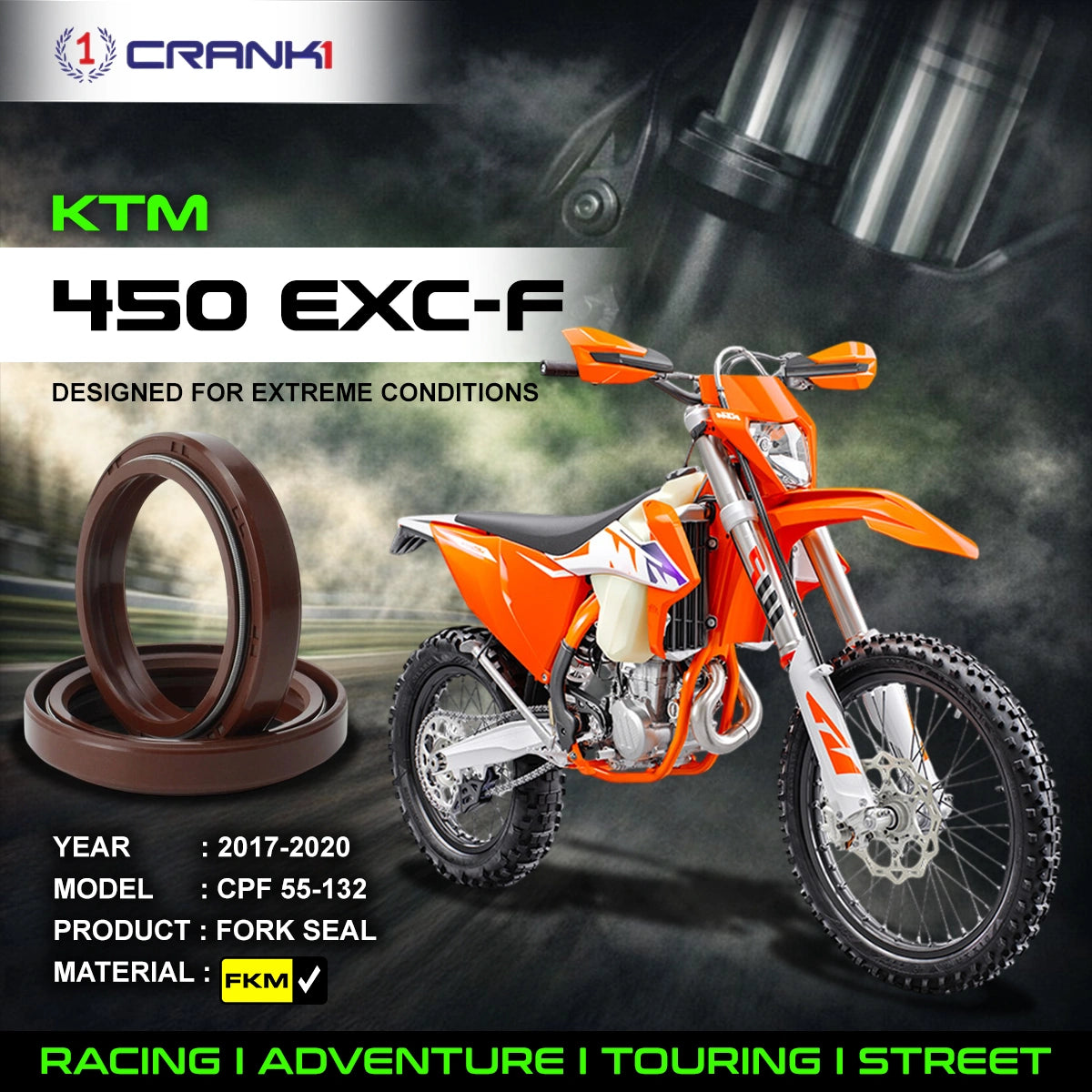 Fork Oil Seals Pair For KTM 450 EXC-F (2017-2020) - CPF55-132