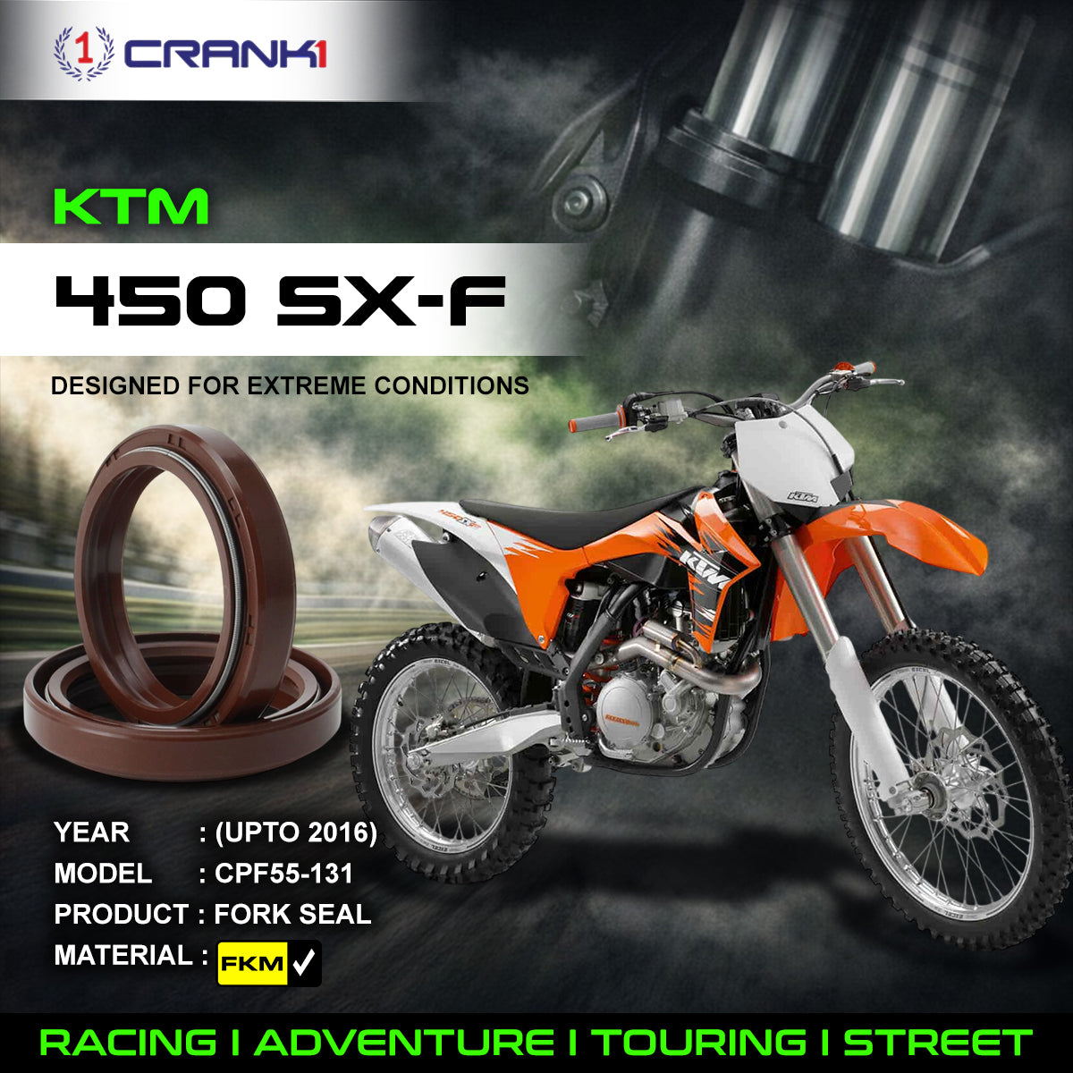 Fork Oil Seals Pair For KTM 450 SX-F (UPTO 2016) - CPF55-131