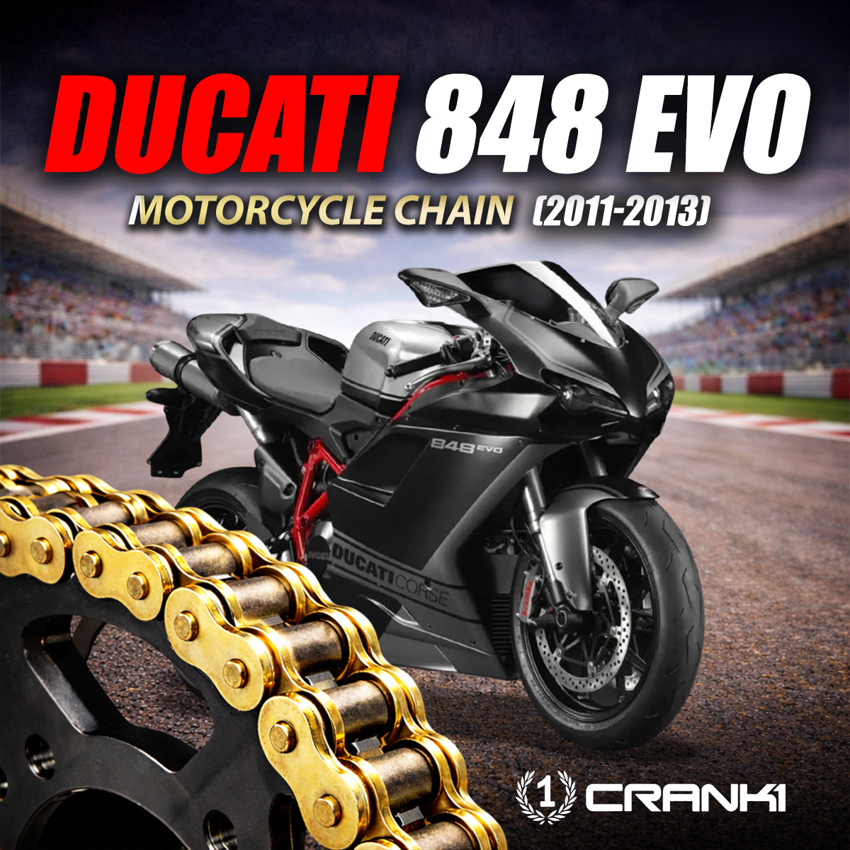 Chain For Ducati 848 EVO (2011-2013) - 525 Pitch x 100 Links Gold (ZVMX)