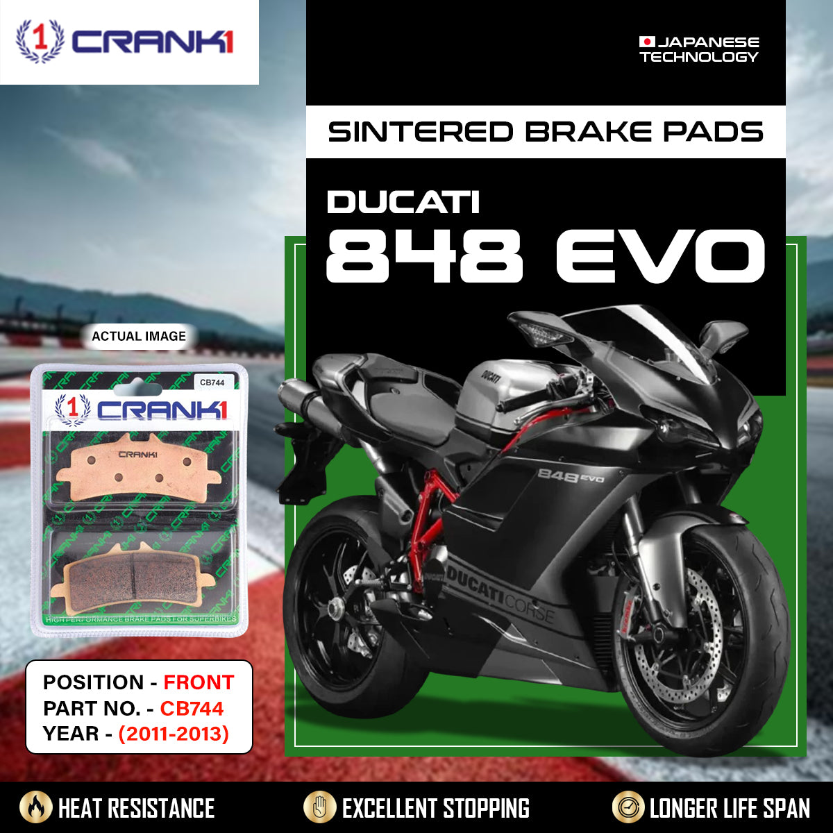 Sintered Brake Pads For Ducati EVO 848 (2011-2013) - Front - CB744 - 2 Sets