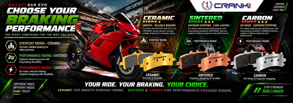 Ceramic Brake Pads For Ducati 848 EVO	(2011-2013)  - Rear - CRM469 - 1 Set | Smooth Braking | Heat Resistant | Long Life | Disc Friendly