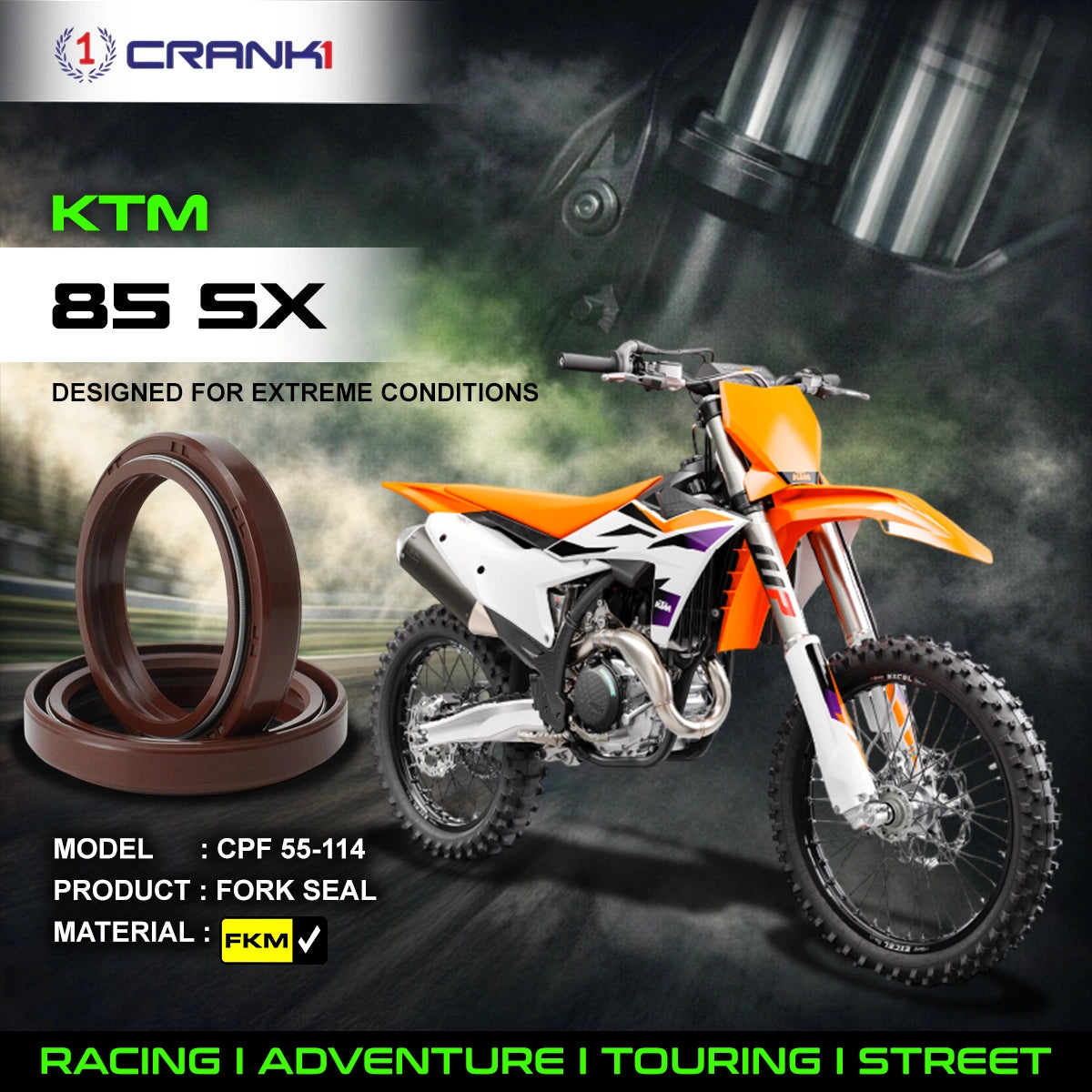 Fork Oil Seals Pair For KTM 85 SX - CPF55-114