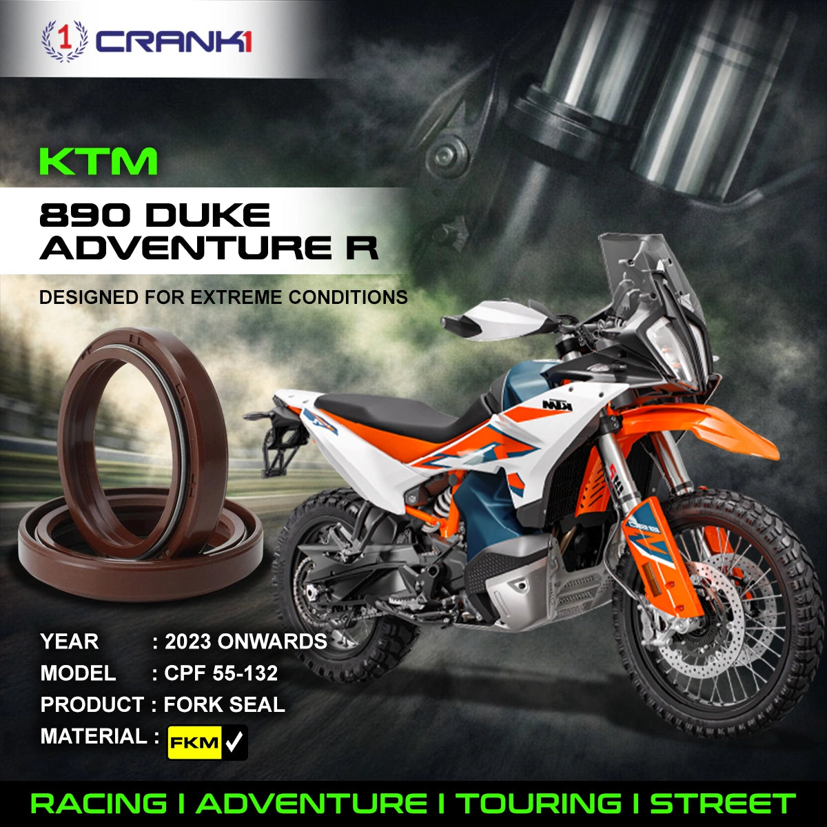 Fork Oil Seals Pair For KTM 890 Duke Adventure R (2023 Onwards) - CPF55-132