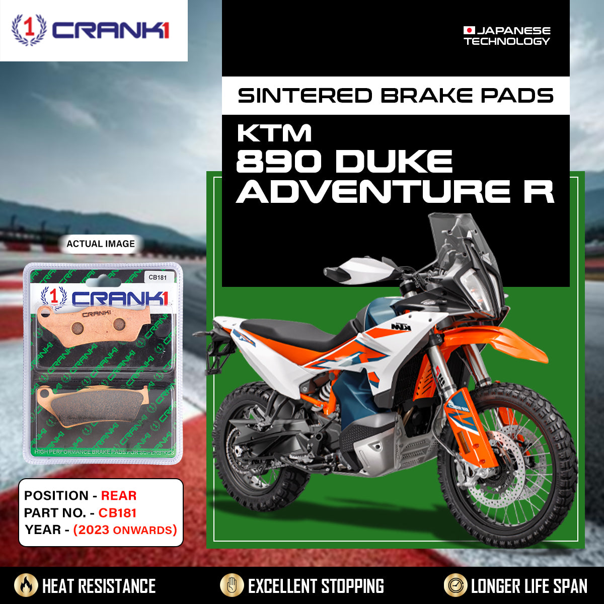 Sintered Brake Pads For KTM 890 Duke Adventure R (2023 Onwards) - Rear - CB181