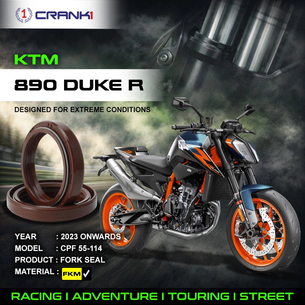 Fork Oil Seals Pair For KTM 890 Duke R (2023 Onwards) - CPF55-114