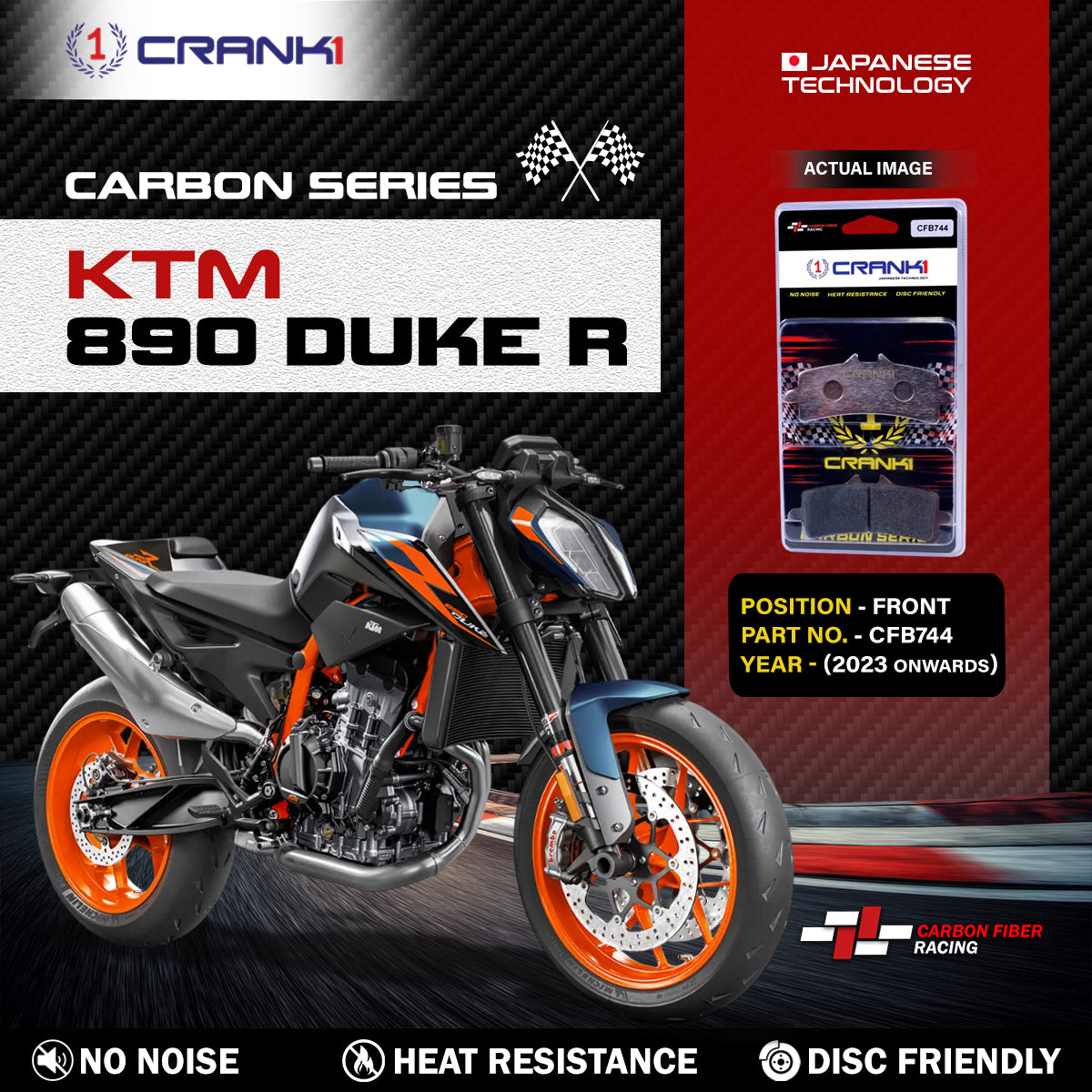 Carbon Brake Pads For KTM 890 Duke R (2023 Onwards) - Front - CFB744 - 2 Sets