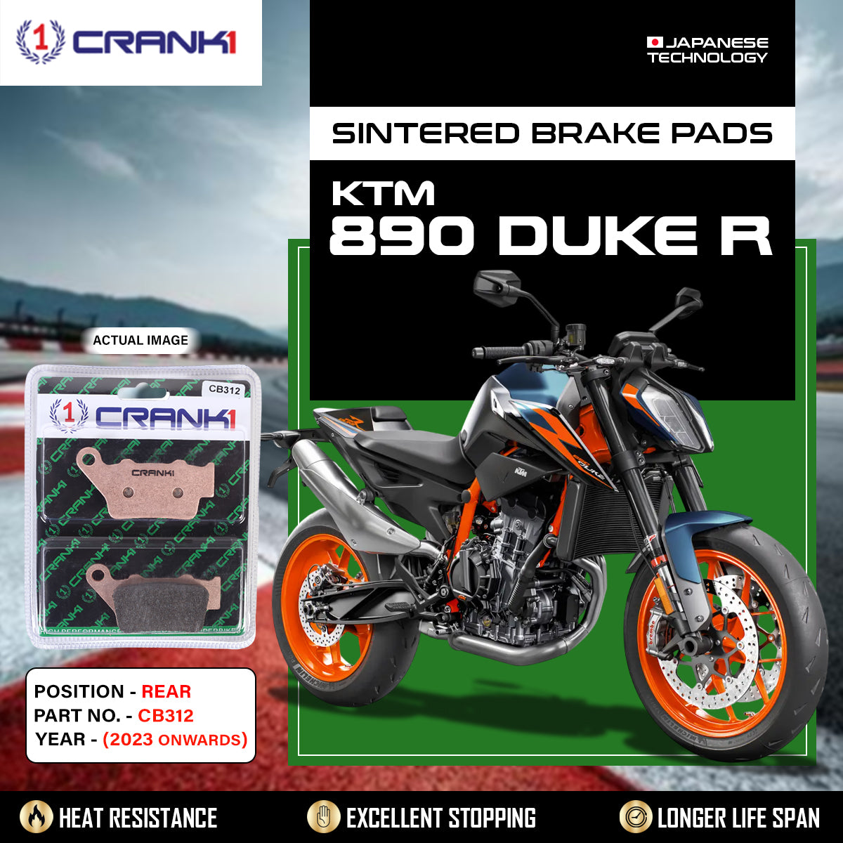 Sintered Brake Pads For KTM 890 Duke R (2023 Onwards) - Rear - CB312