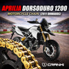 Chain For Aprilia Dorsoduro 1200 (2011 Onwards) - 525 Pitch x 108 Links Gold (ZVMX) | X-Ring | Brass Finish | High Performance | Durable