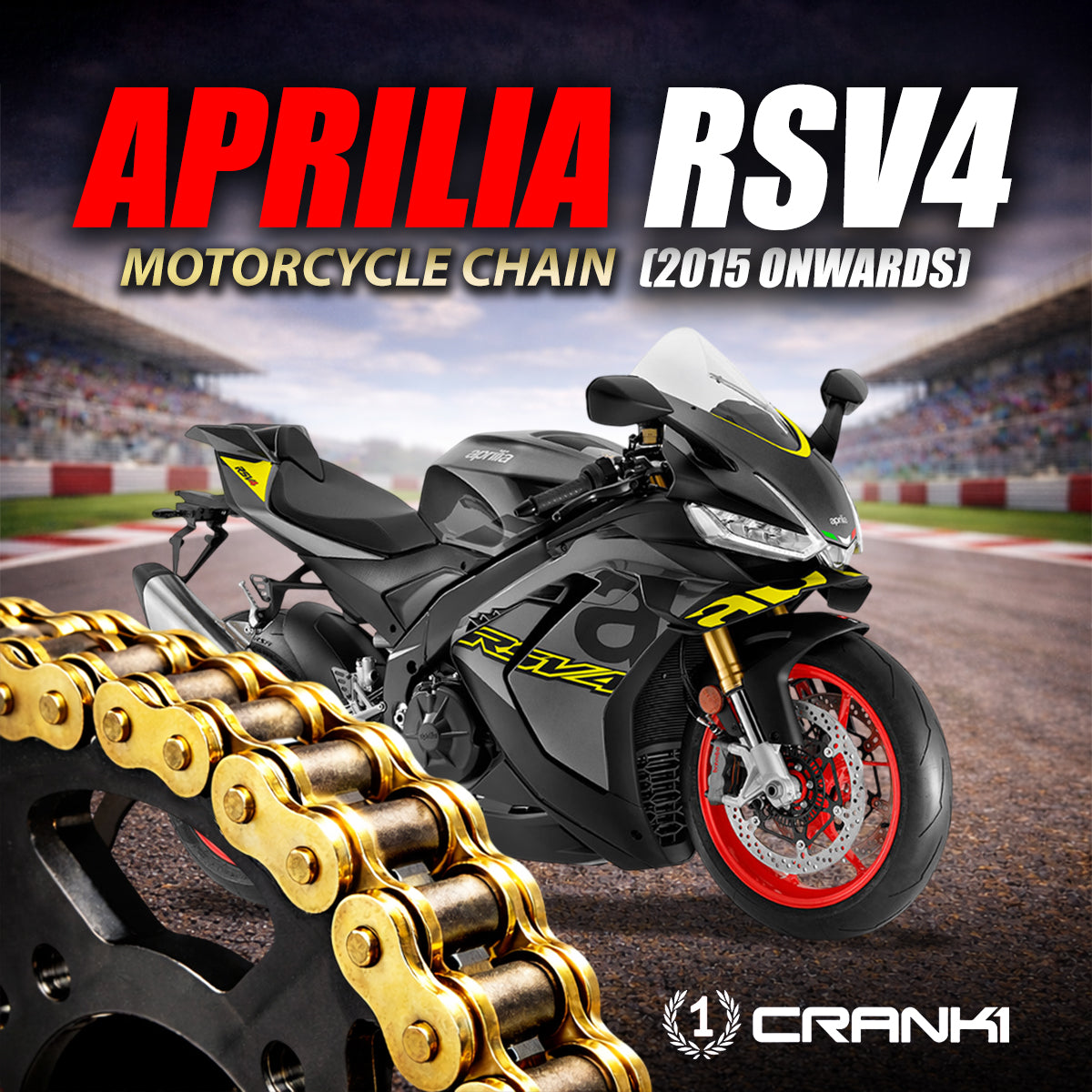 Chain For Aprilia RSV4 (2015 Onwards) - 525 Pitch x 108 Links Gold (ZVMX)