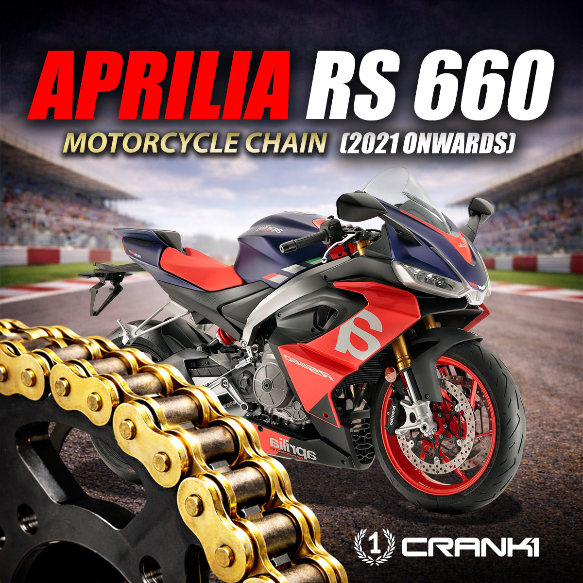 Chain For Aprilia RS 660 (2021 Onwards) - 525 Pitch x 110 Links Gold (ZVMX)