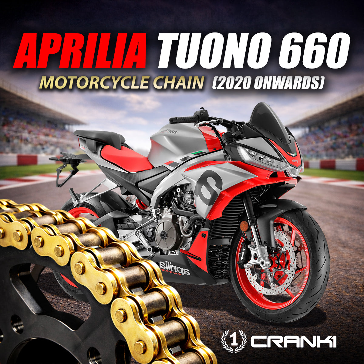 Chain For Aprilia Tuono 660 (2020 Onwards) - 525 Pitch x 110 Links Gold (ZVMX)