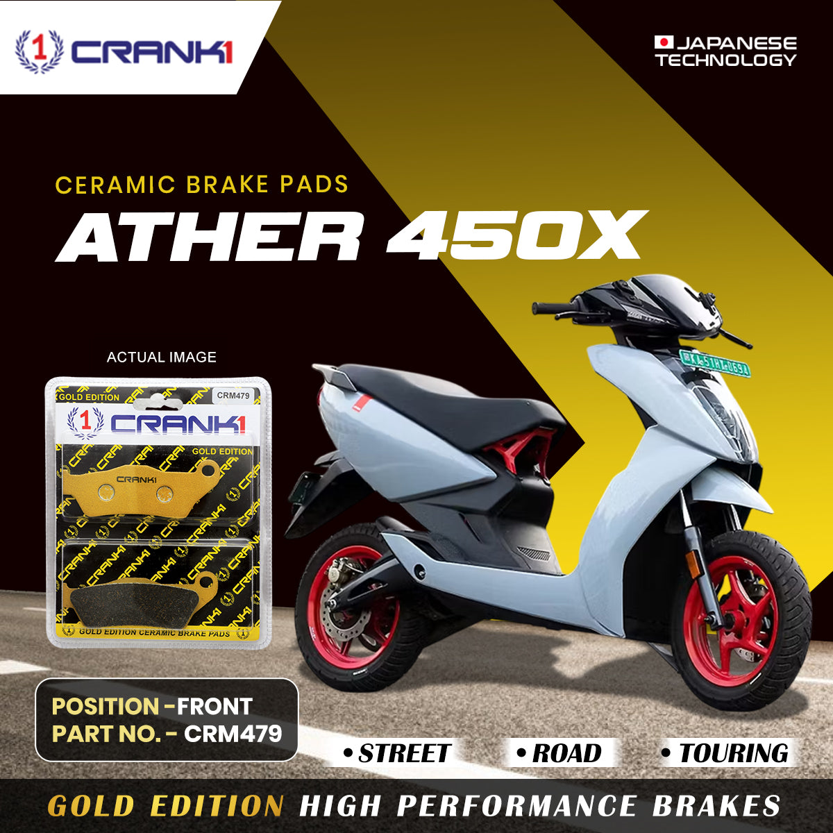 Ceramic Brake Pads For Ather 450X - Front - CRM479