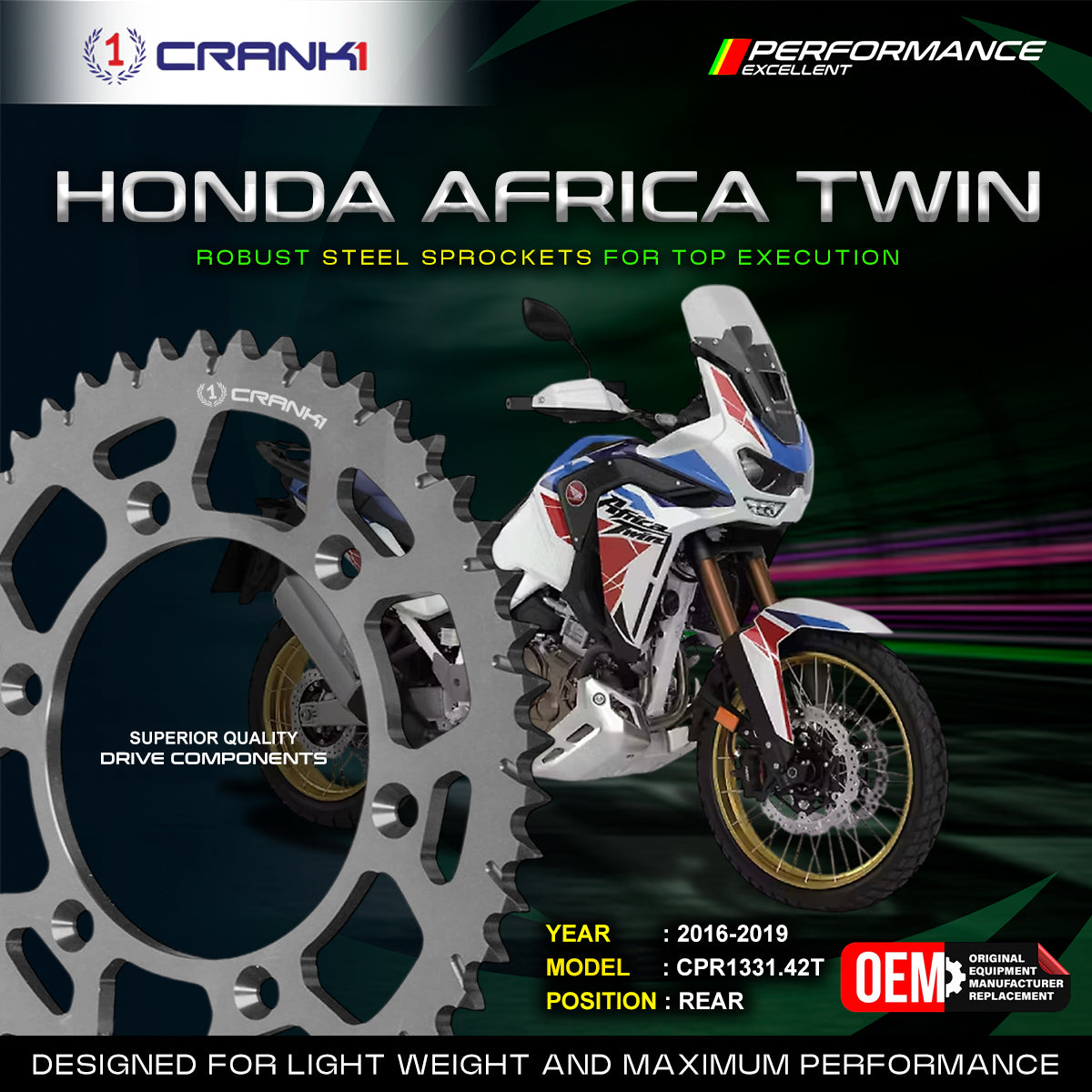 Sprocket For Honda Africa Twin (2016-2019) - Rear - CPR1331.42T