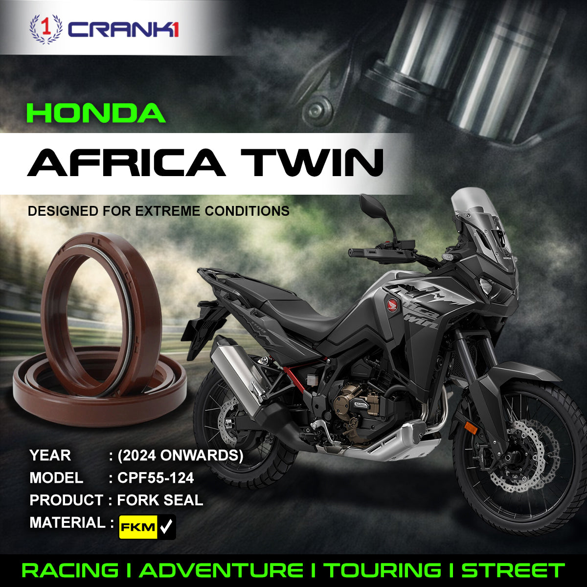 Fork Oil Seals Pair For Honda Africa Twin	(2024 Onwards) - CPF55-124