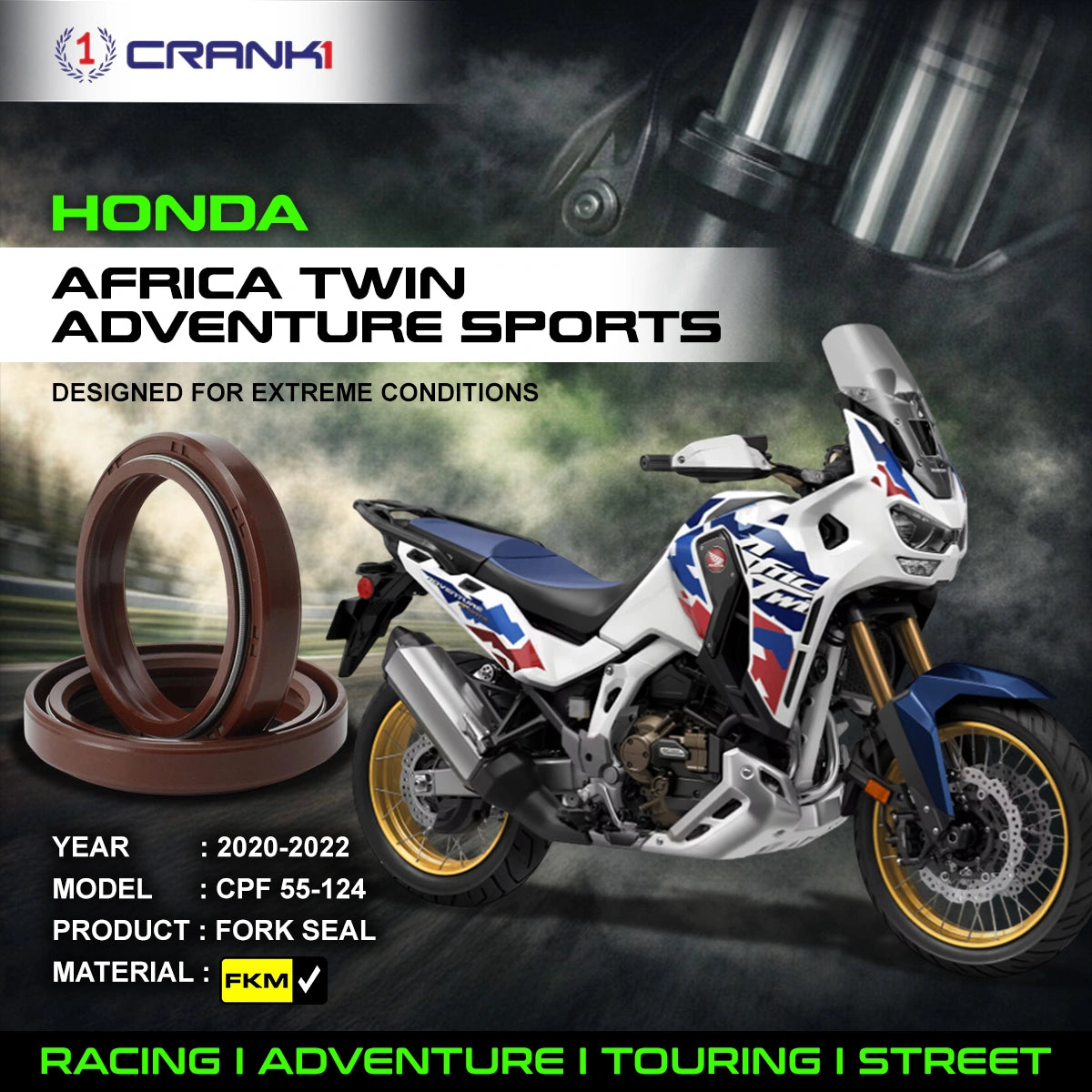 Fork Oil Seals Pair For Honda Africa Twin Adventure Sports (2020-2022) - CPF55-124