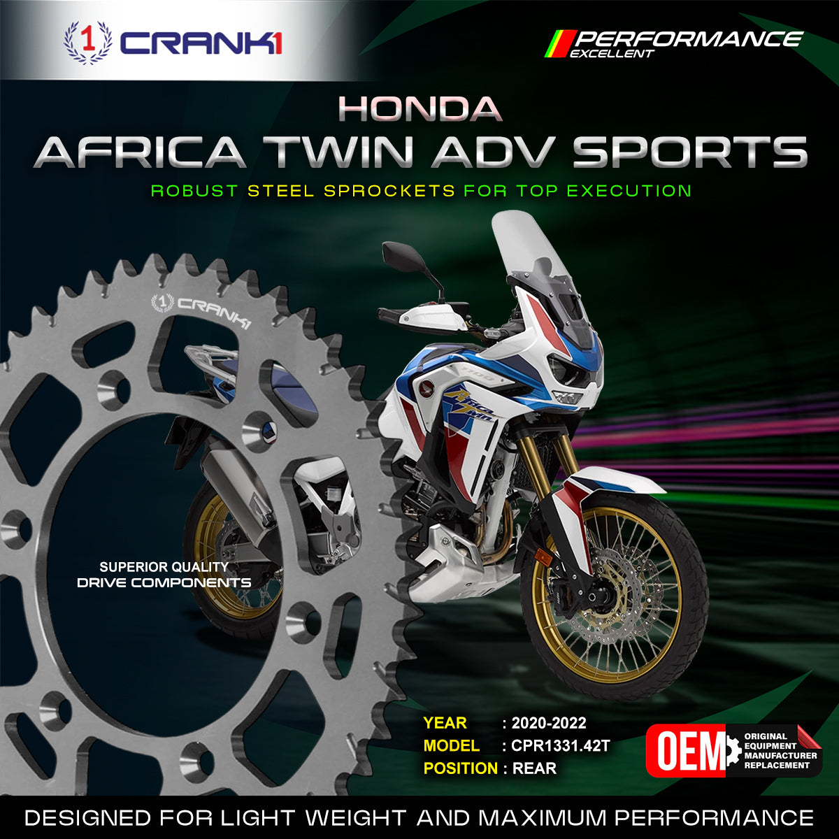 Sprocket For Honda Africa Twin Adventure Sports (2020-2022) - Rear - CPR1331.42T