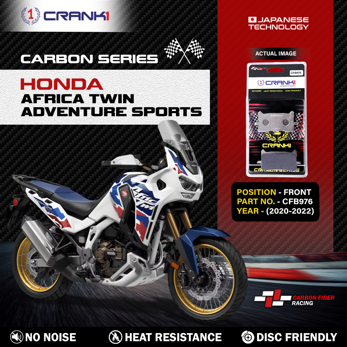Carbon Brake Pads For Honda  Africa Twin Adventure Sports (2020-2022) - Front - CFB976 - 2 Sets