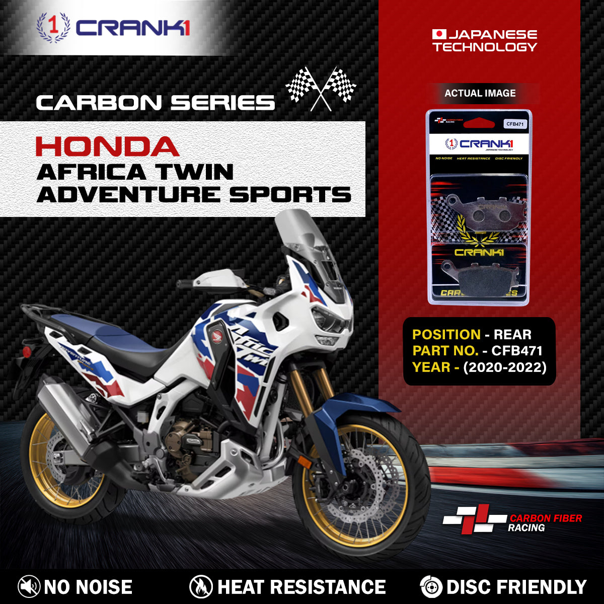 Carbon Brake Pads For Honda  Africa Twin Adventure Sports (2020-2022) - Rear - CFB471
