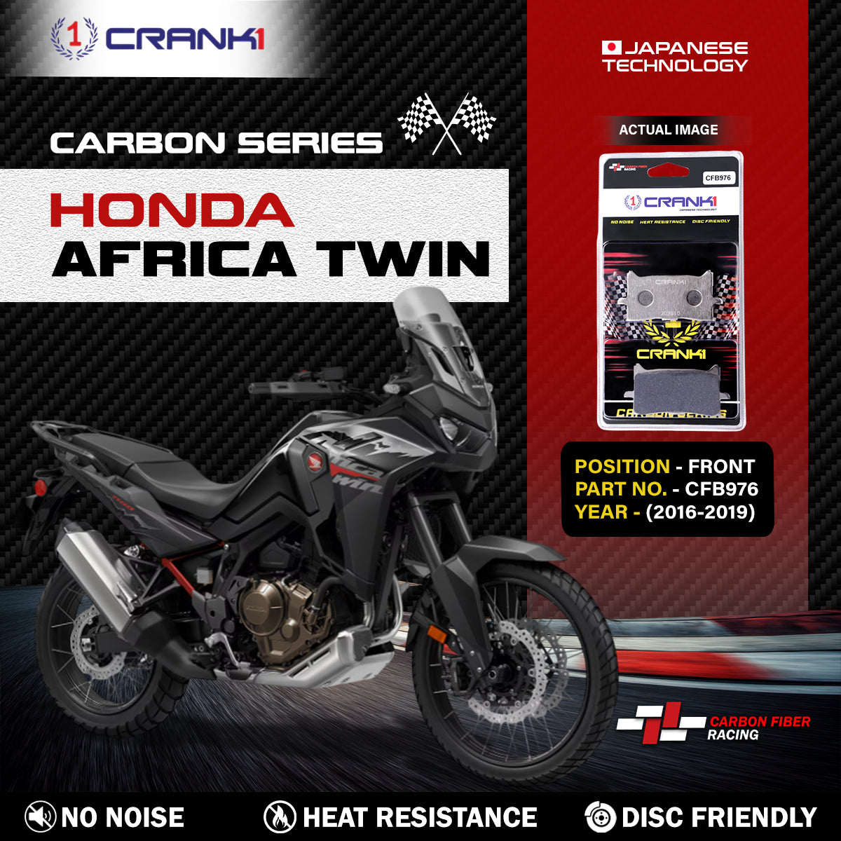 Carbon Brake Pads For Honda Africa Twin (2016-2019) - Front - CFB976 - 2 Sets