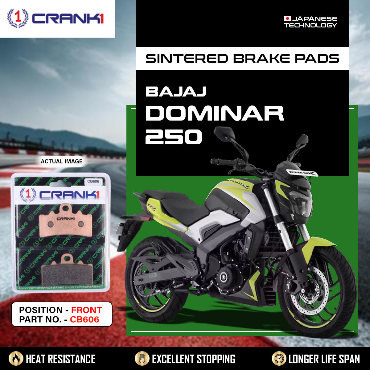 Sintered Brake Pads For Bajaj Dominar 250 - Front - CB606