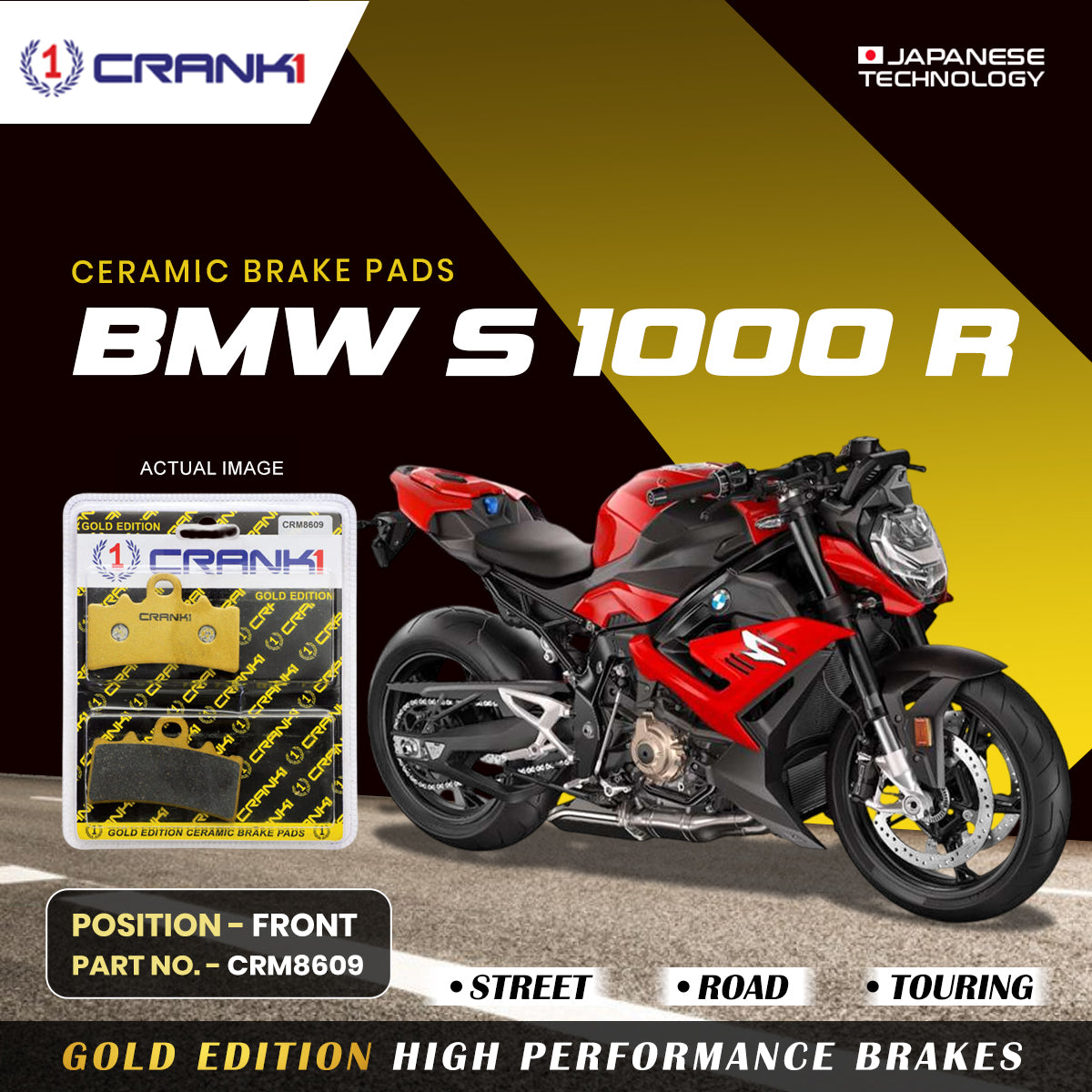 Ceramic Brake Pads For BMW S 1000 R - Front - CRM8609