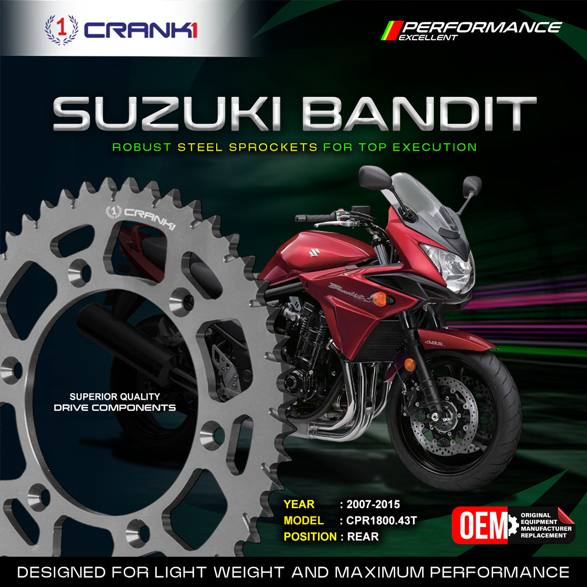 Sprocket For Suzuki Bandit (2007-2015) - Rear - CPR1800.43T