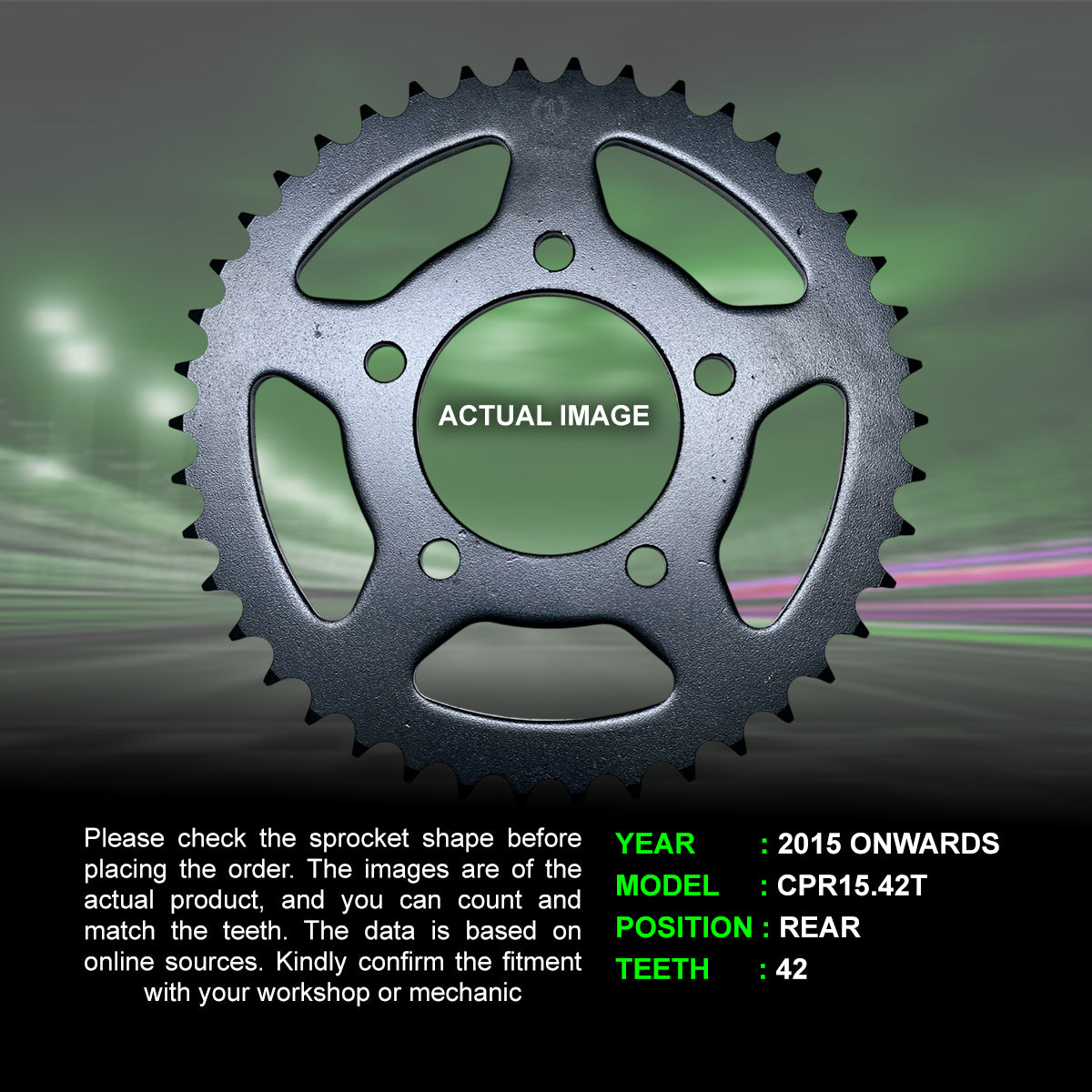 Sprocket For Benelli TNT 300 (2015 Onwards) - Rear - CPR15.42T