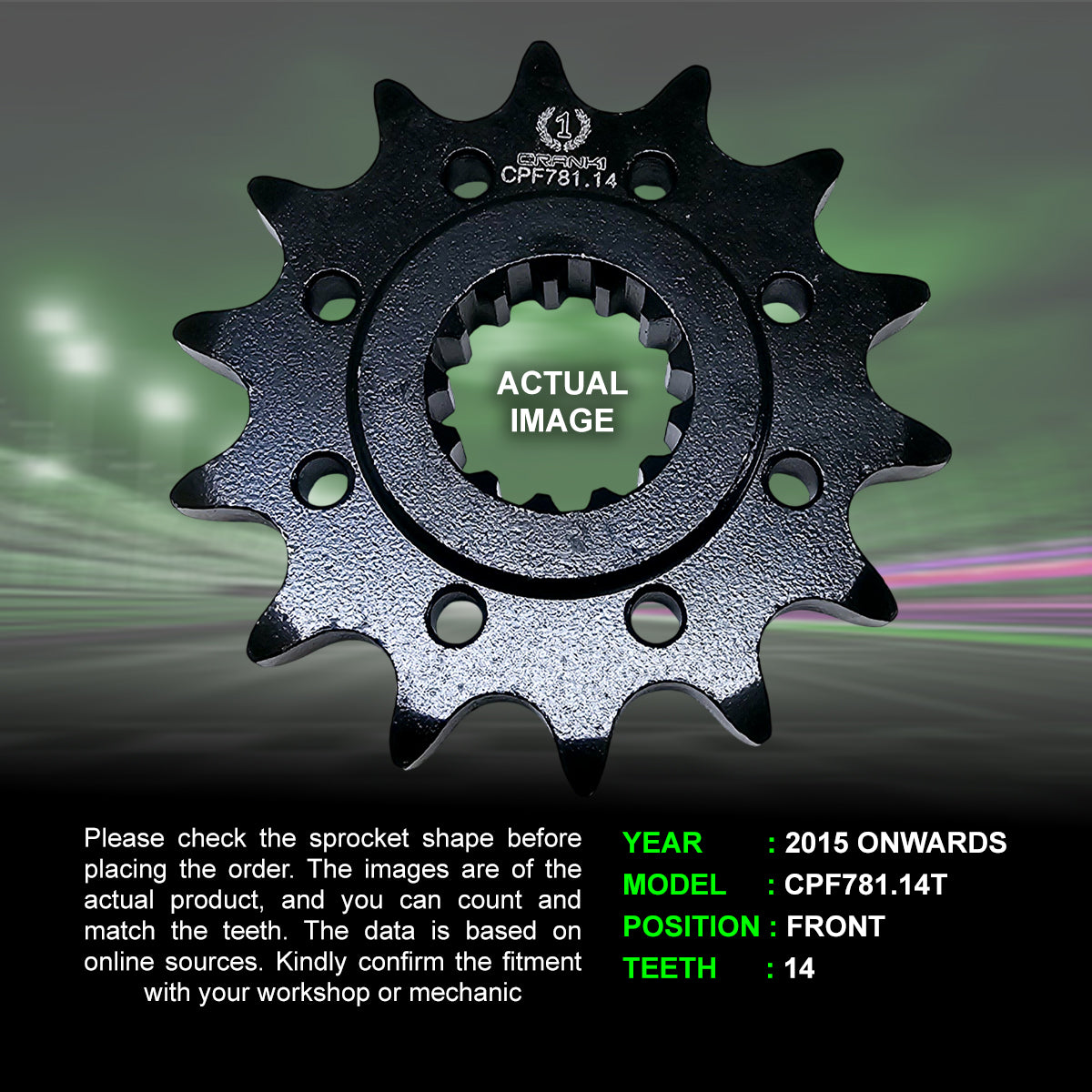 Sprocket For Benelli TNT 300 (2015 Onwards) - Front - CPF781.14T