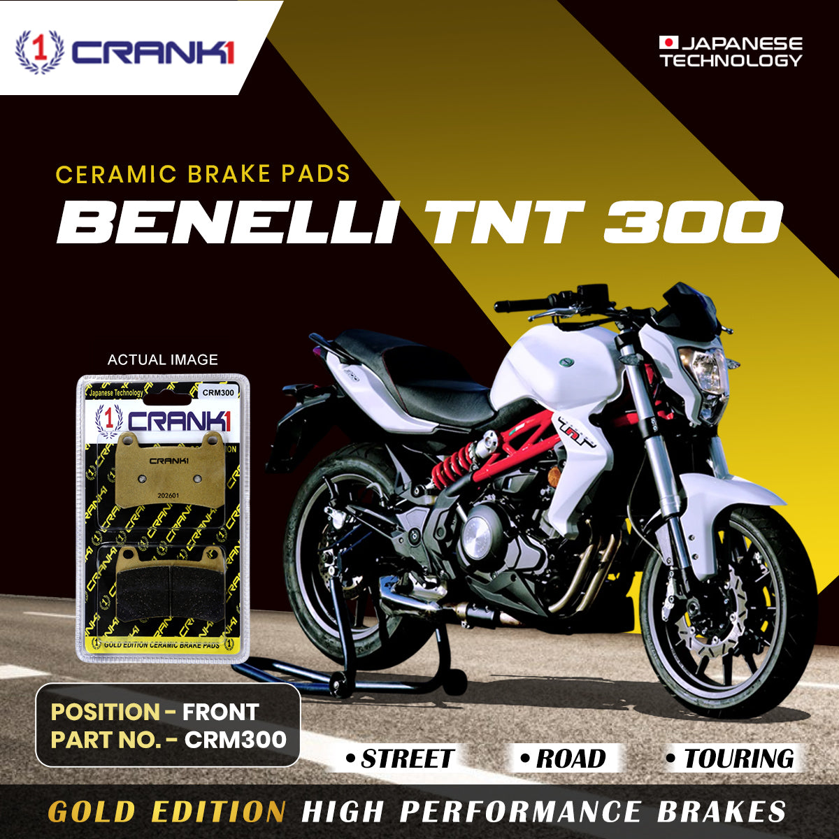 Ceramic Brake Pads For Benelli TNT 300 - Front - CRM300