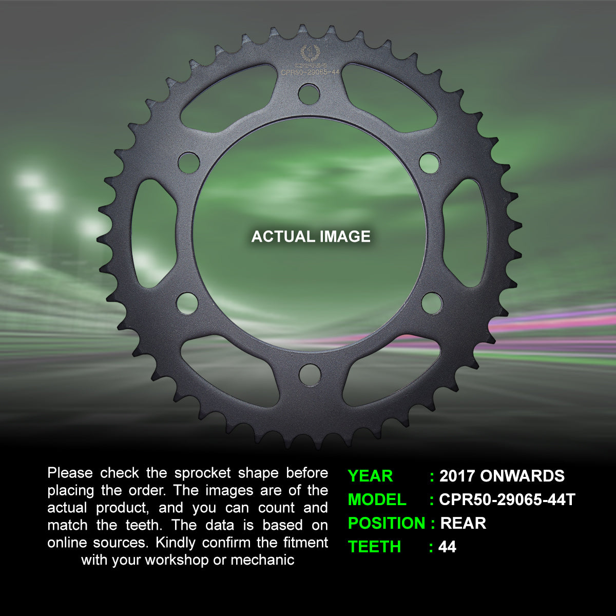 Sprocket For Benelli TRK 502X (2017 Onwards) - Rear - CPR50-29065-44T