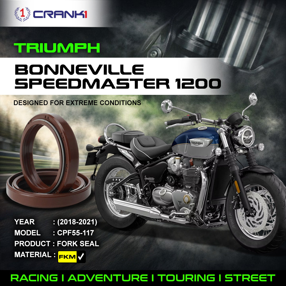 Fork Oil Seals Pair For Triumph Bonneville Speedmaster 1200 (2018-2021) - CPF55-117