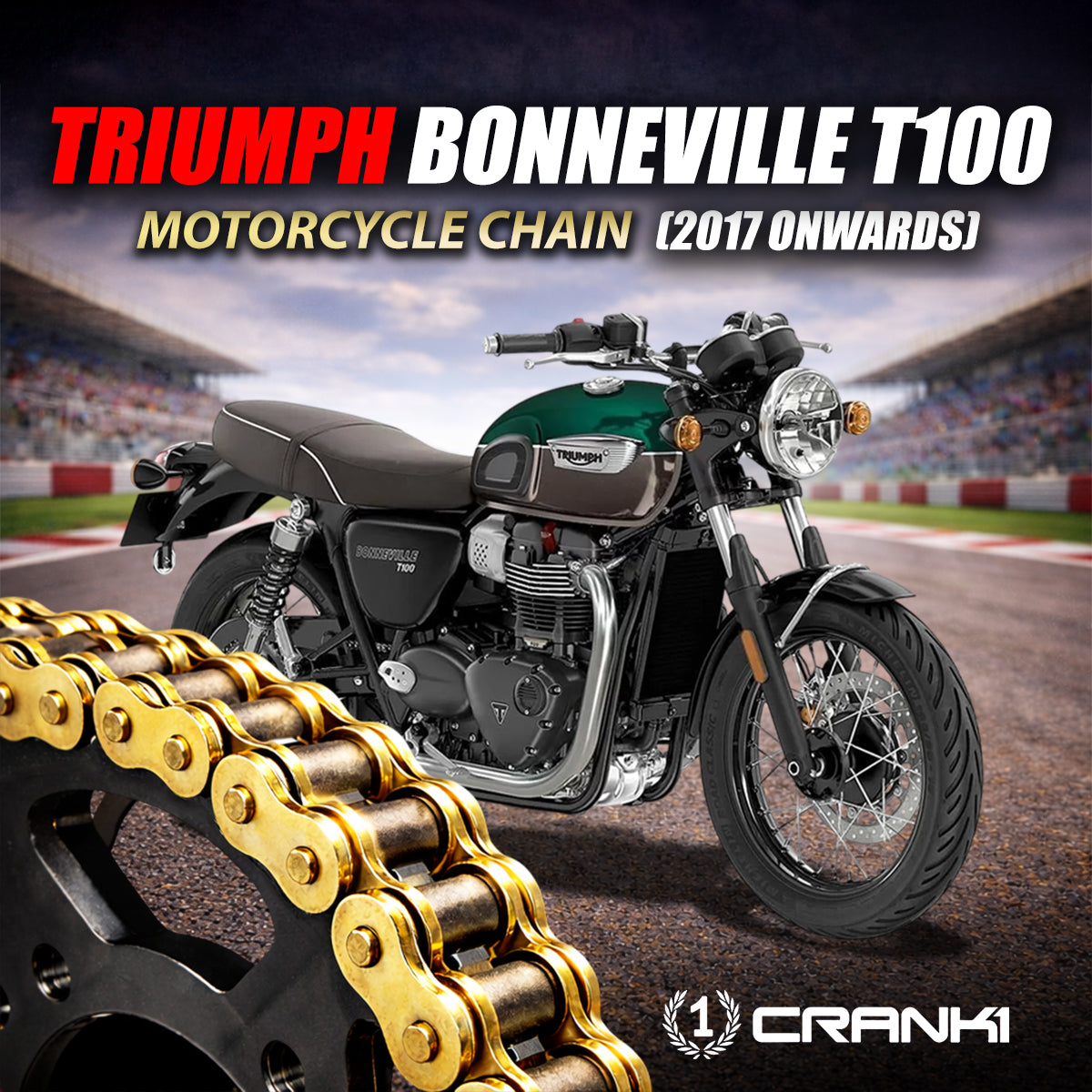 Chain For Triumph Bonneville T100 (2017 Onwards) - 520 Pitch x 102 Links Gold (ZVMX)