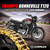 Chain For Triumph Bonneville T120 (2016 Onwards) - 525 Pitch x 100 Links Gold (ZVMX)