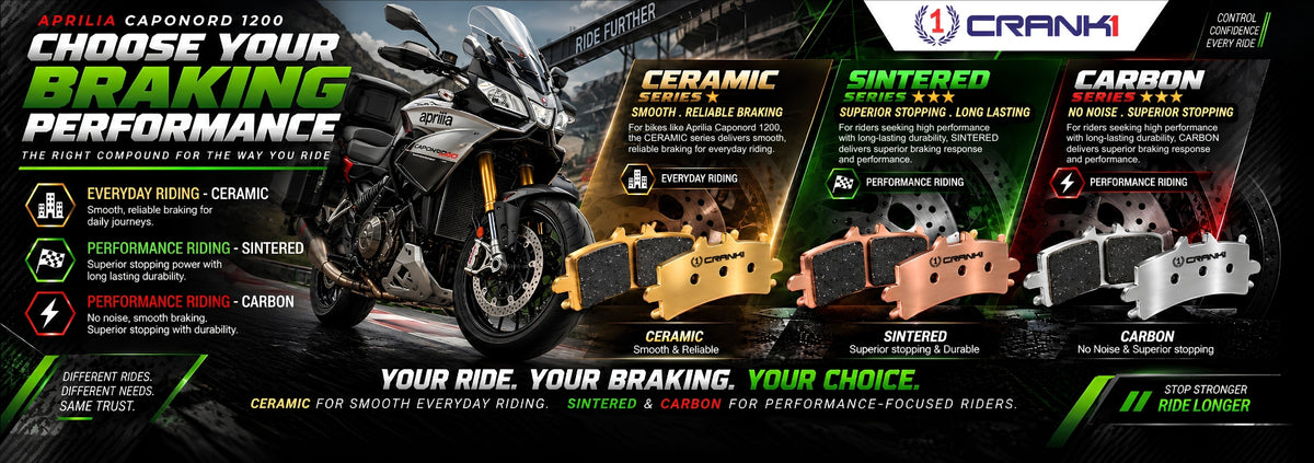 Ceramic Brake Pads For Aprilia Caponord 1200 (2013-2016) - Front - CRM0709 - 2 Sets | Smooth Braking | Heat Resistant | Long Life | Disc Friendly
