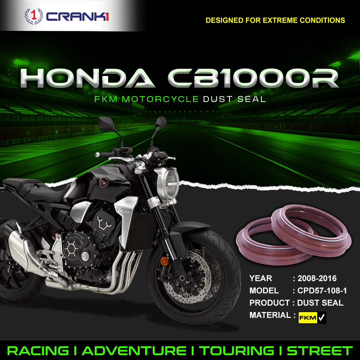 Fork Dust Seals Pair For Honda CB1000R (2008-2016) - CPD57-108-1