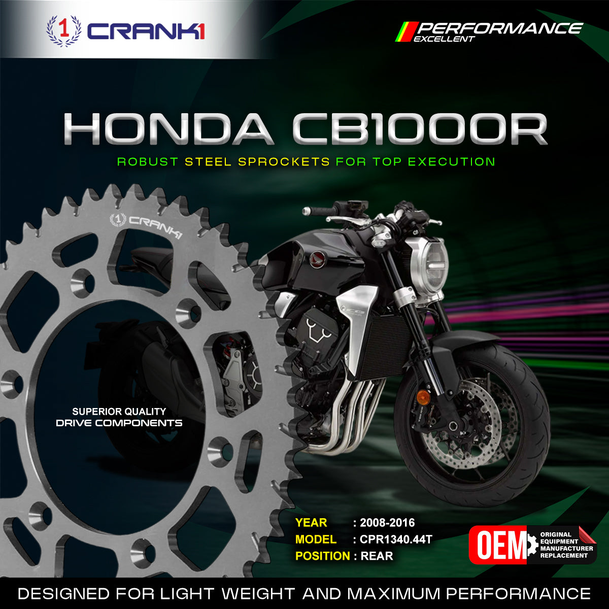 Sprocket For Honda CB1000R (2008-2016) - Rear - CPR1340.44T