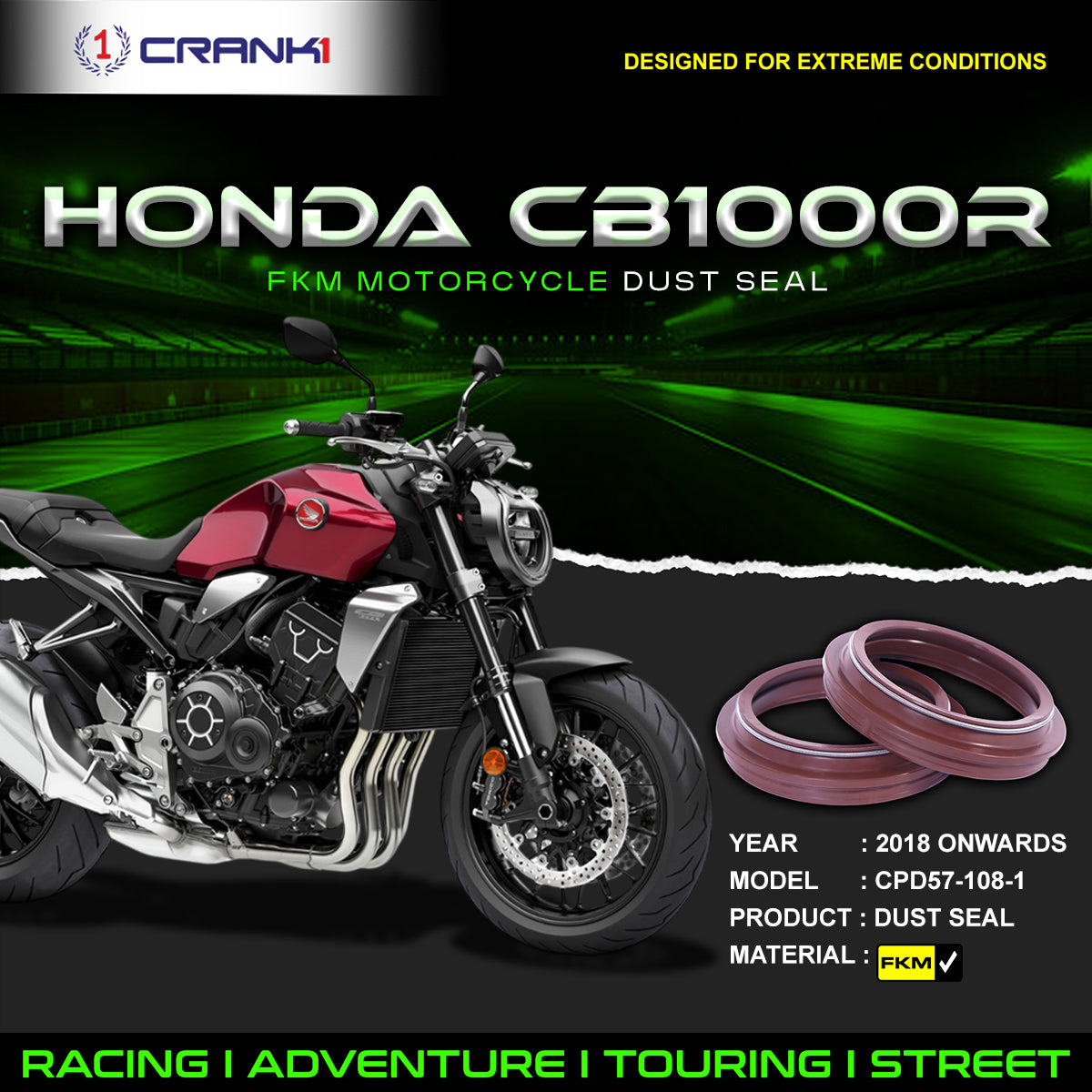 Fork Dust Seals Pair For Honda CB1000R (2018 Onwards) - CPD57-108-1