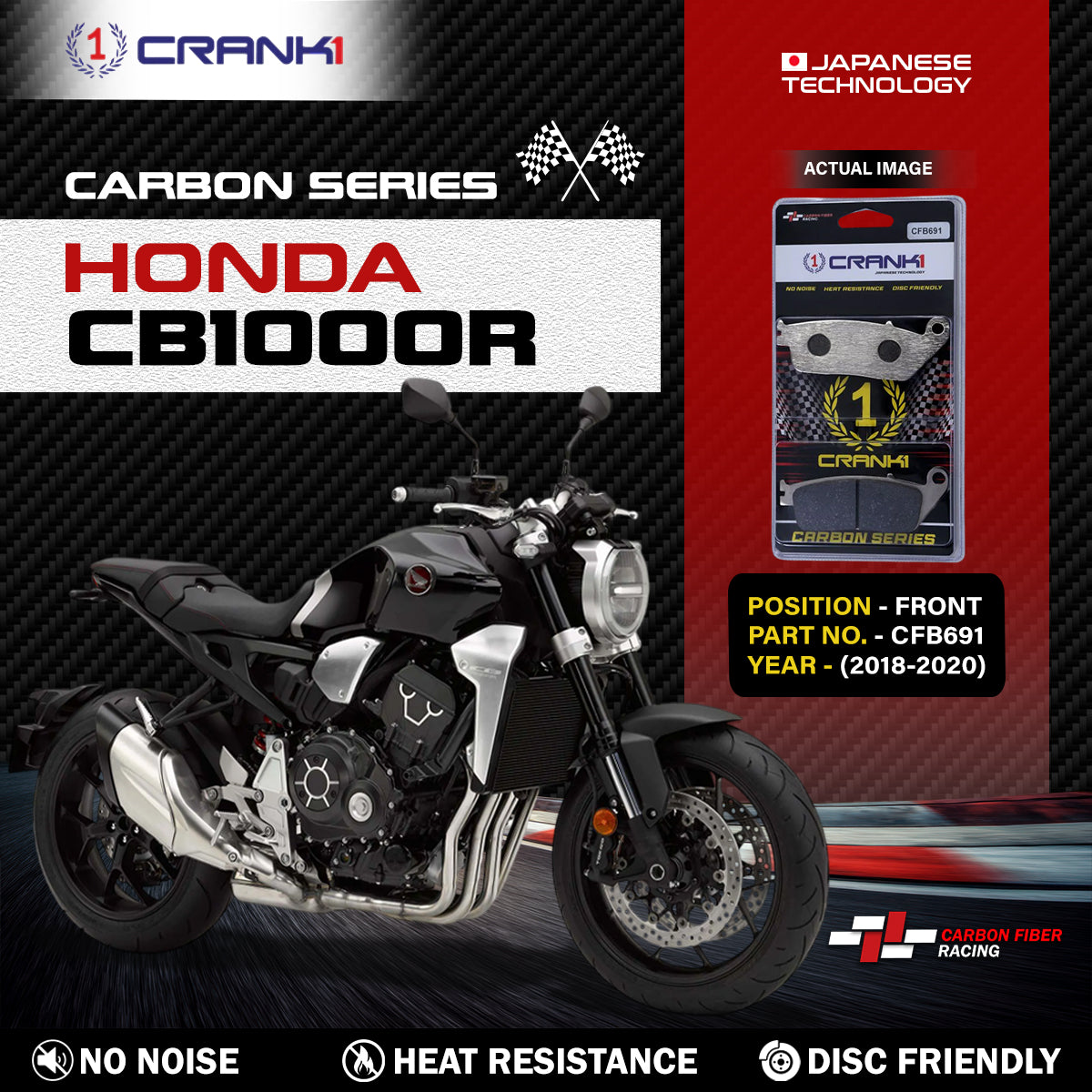 Carbon Brake Pads For Honda CB1000R (2018-2020) - Front - CFB691