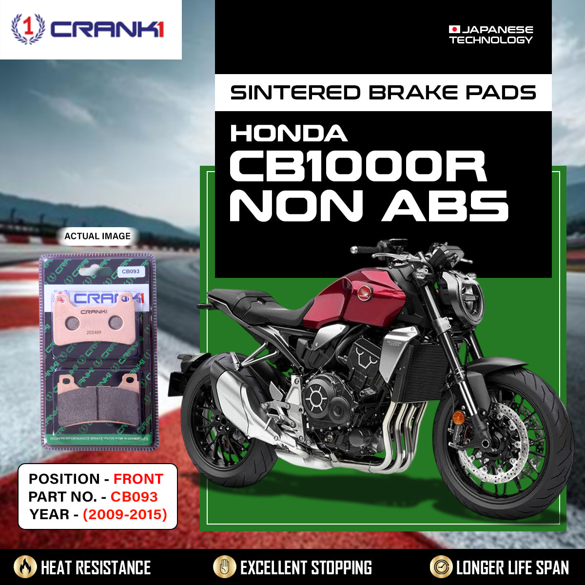 Sintered Brake Pads For Honda CB1000R NON ABS (2009-2015) - Front - CB093 - 2 Sets Required