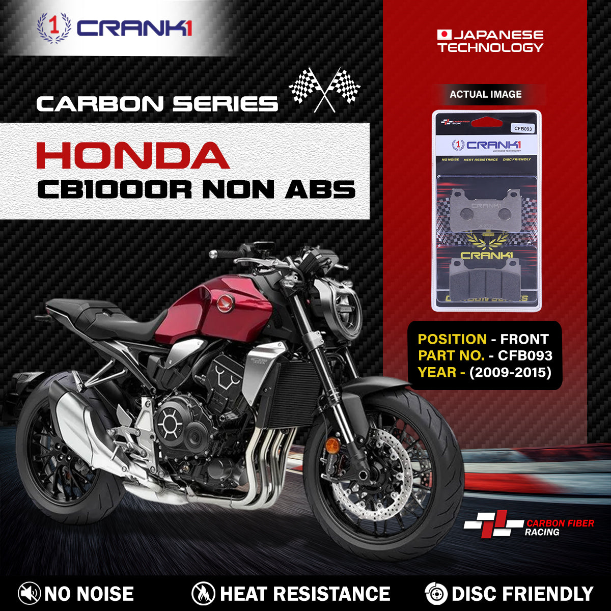 Carbon Brake Pads For Honda CB1000R NON ABS (2009-2015) - Front - CFB093 - 2 Sets