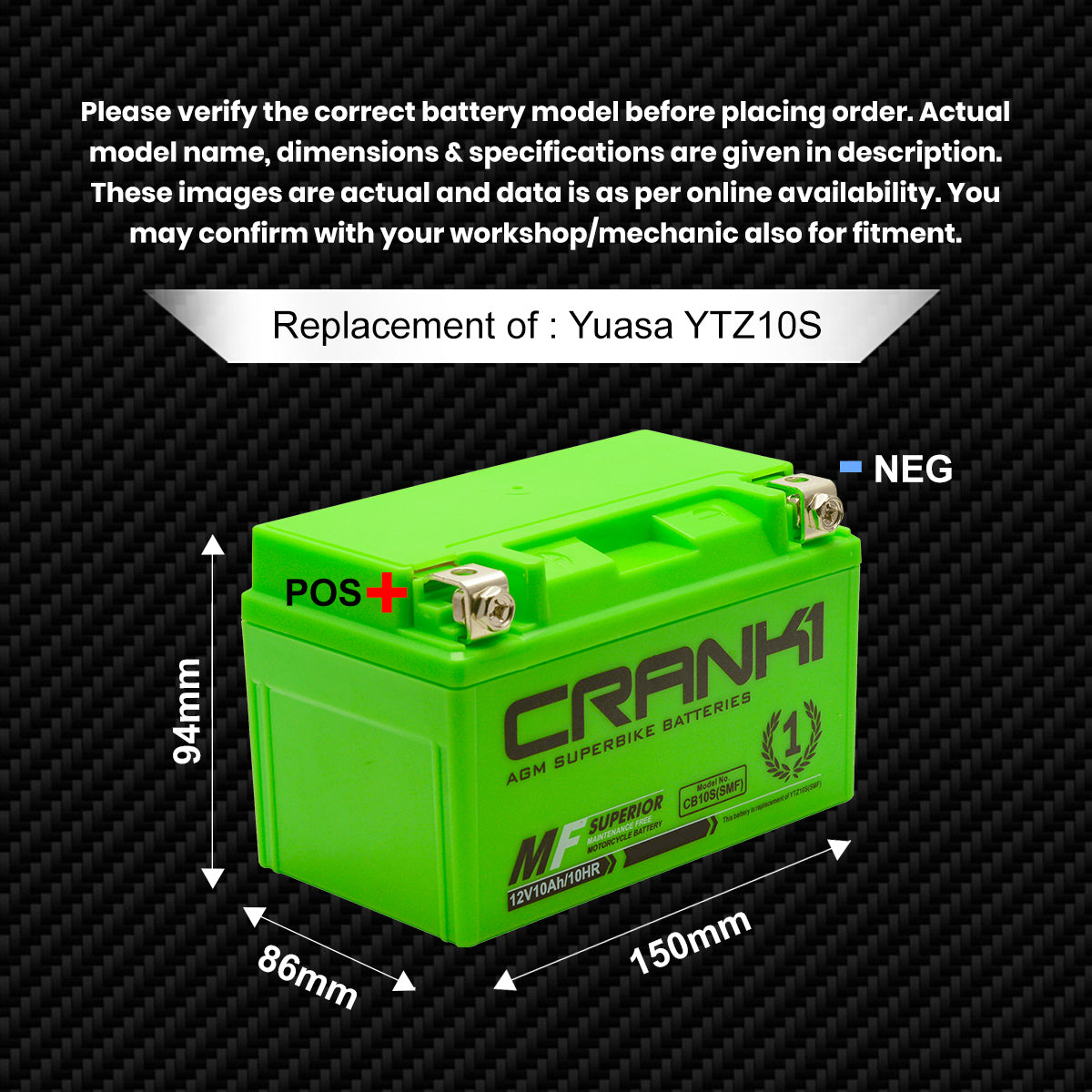 Battery For Kawasaki Ninja ZX-10R (2004-2025) - CB10S - Factory Activa