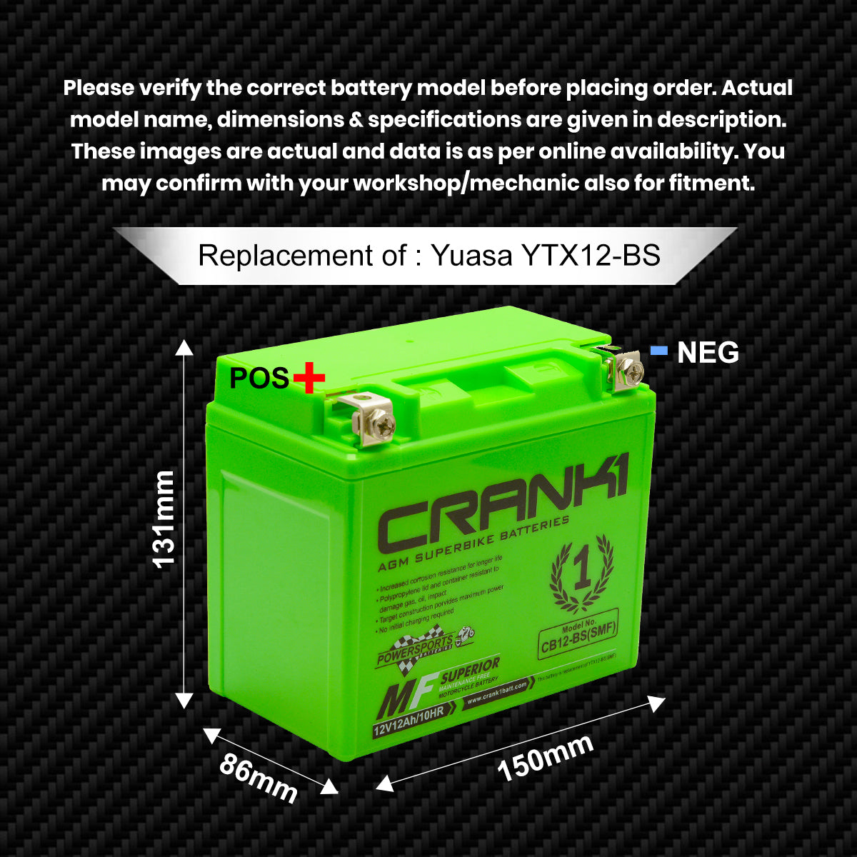 Battery For Triumph Street Twin (2016-2025) - CB12-BS - Factory Activated