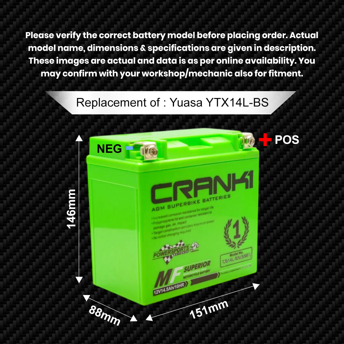 Battery For Harley Davidson Street 750 (2006-2025) - CB14L-BS - Factory Activated