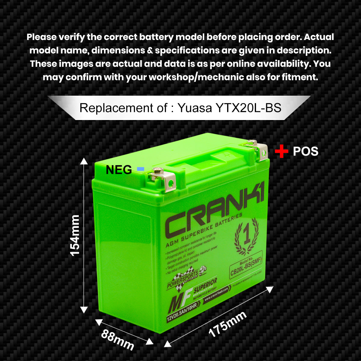 Battery For Triumph Tiger 1200 GT Explorer - CB20L-BS - Factory Activated