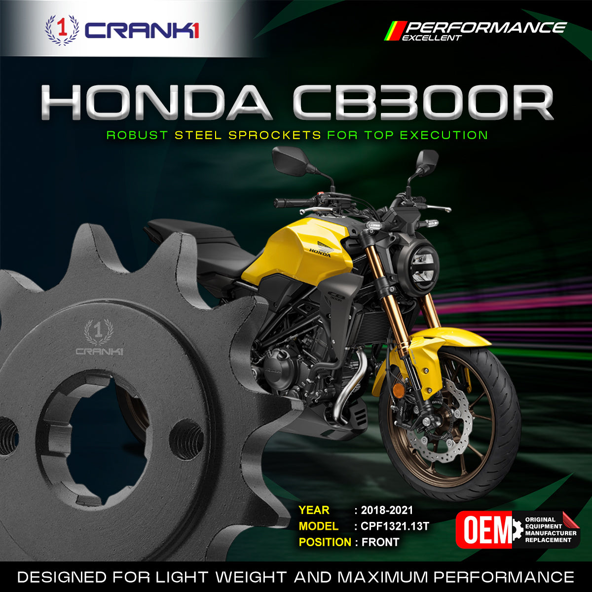 Sprocket For Honda CB 300R (2018-2021) - Front - CPF1321.13T