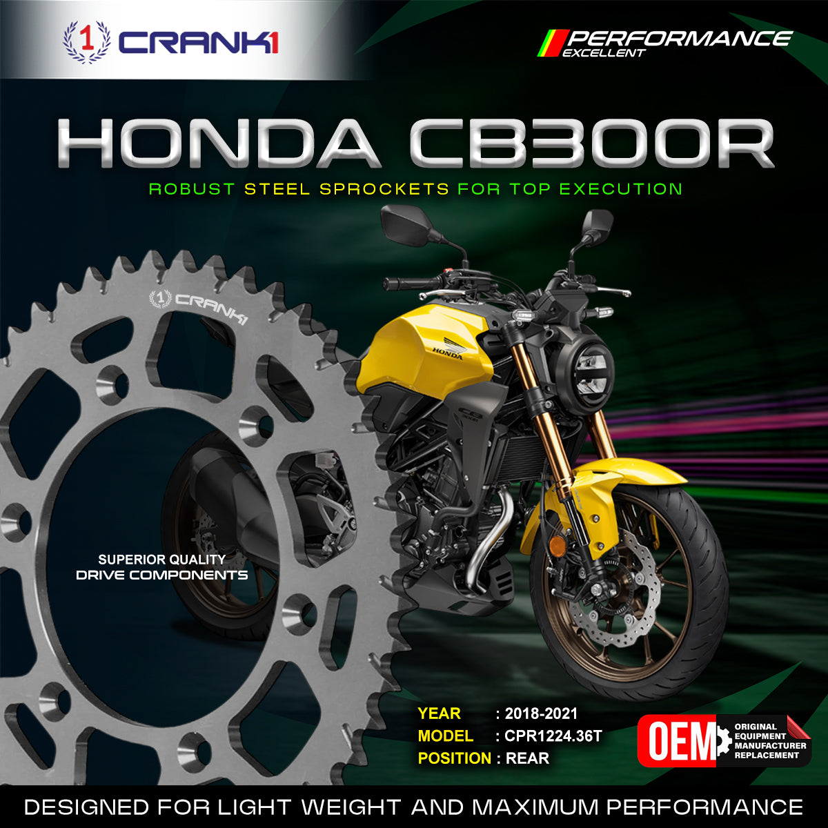 Sprocket For Honda CB 300R (2018-2021) - Rear - CPR1224.36T
