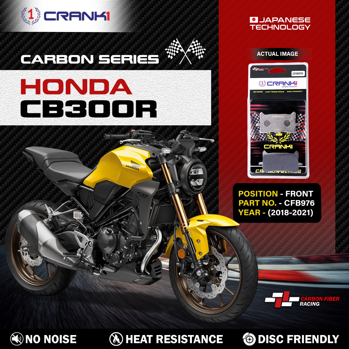 Carbon Brake Pads For Honda CB300R (2018-2021) - Front - CFB976