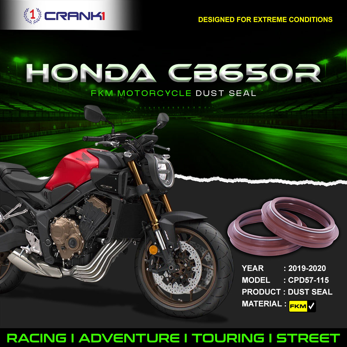 Fork Dust Seals Pair For Honda CB650R (2019-2020) - CPD57-115