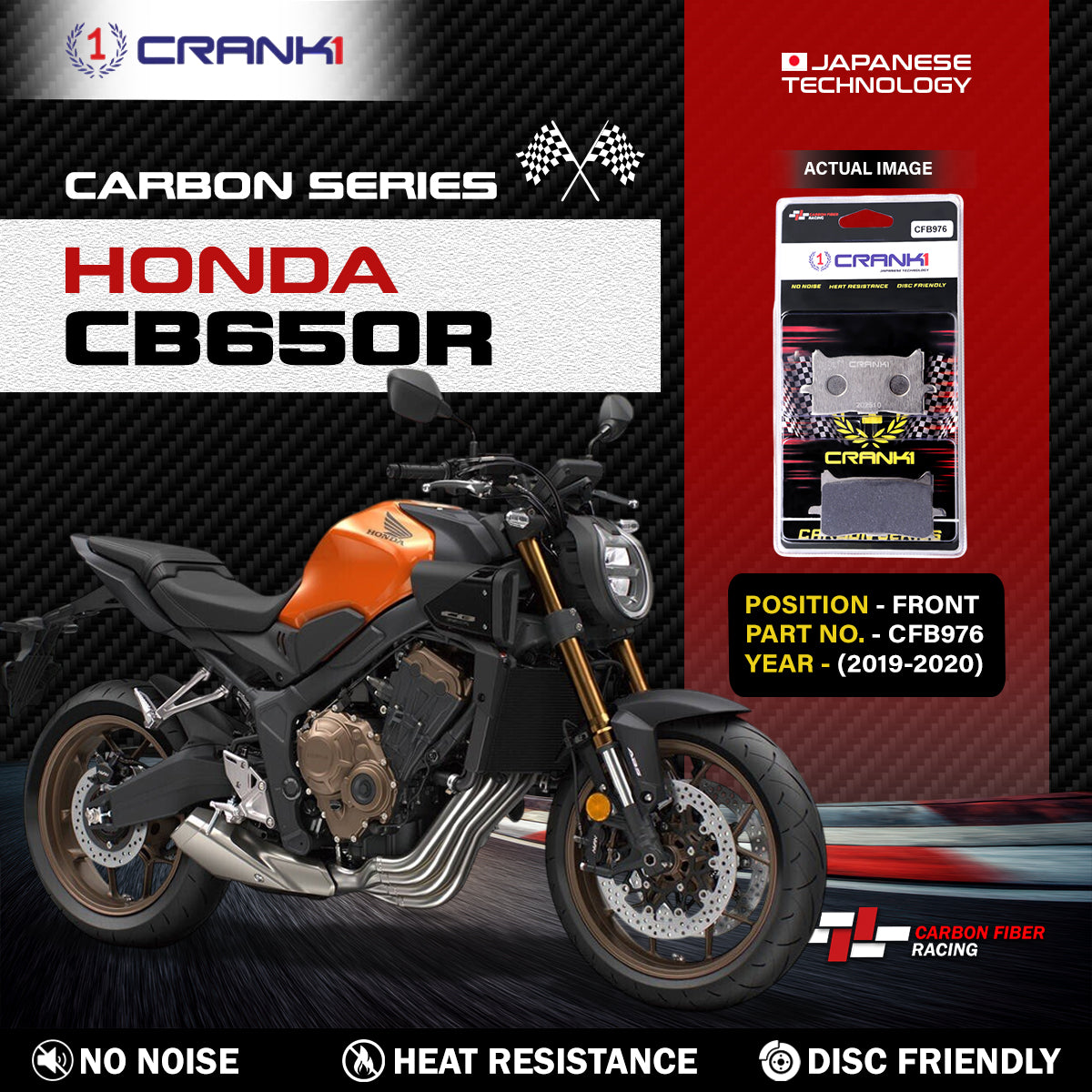 Carbon Brake Pads For Honda CB650R (2019-2020) - Front - CFB976 - 2 Sets