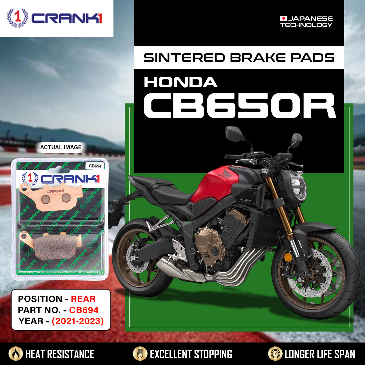 Sintered Brake Pads For Honda CB650R (2021-2023) - Rear - CB694